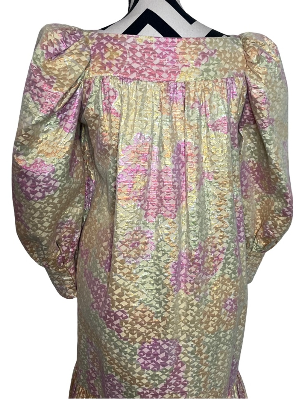Mr. Larkin Pastel Ethereal Fairy Coquette Metallic Ode Sz S Midi Dress - Picture 5 of 15